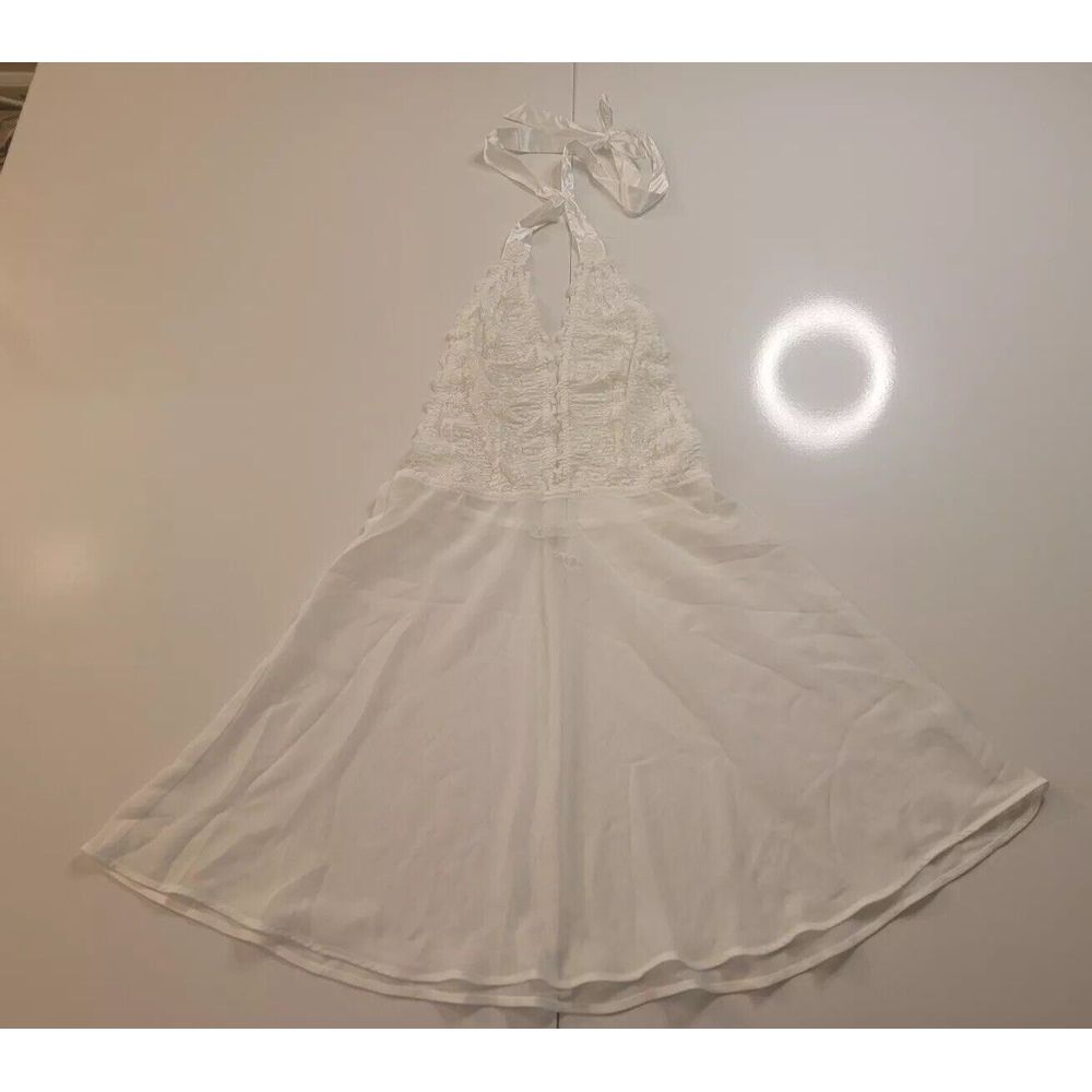 Cosabella White Halter Tie Size Small Semi Sheer Nightgown Dress‎
